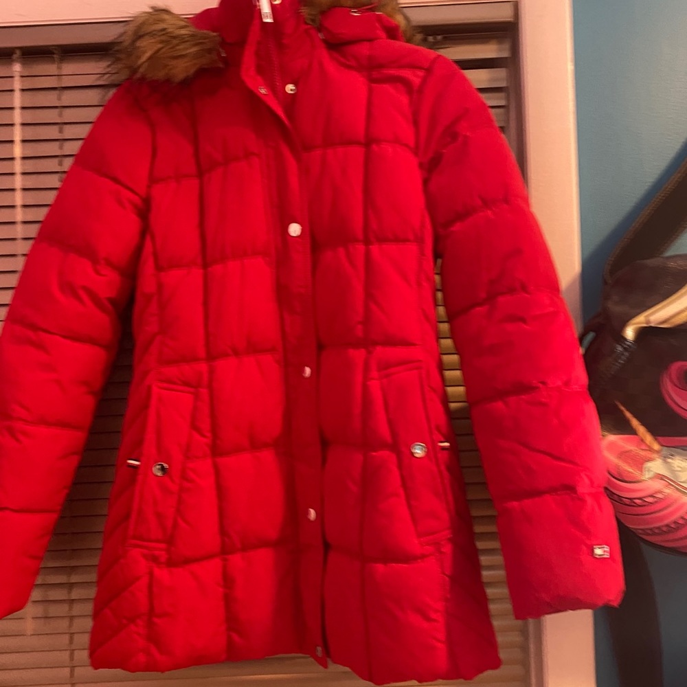 Red Tommy Hilfiger jacket!